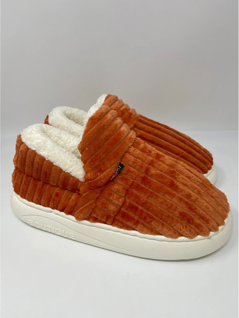 Boutique Orange Corduroy Fleece Lined Slippers Mules Platform EU 42-43 9-10